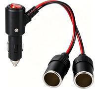 Thlevel Doppia Presa Accendisigari Sdoppiatore Accendisigari Auto | 12V Spinotto Maschio 19AWG Cavo con Interruttore 10A Fusibile per Barca Camper Camion