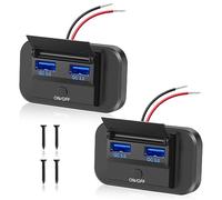 Thlevel Dual Presa USB per Auto Caricatore QC3.0 36W di Ricarica Rapida con Interruttore per 12V 24V Camper Barche e Moto Marine