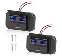 Thlevel Dual Presa USB per Auto QC3.0 36W Caricabatteria Adattatore di Ricarica Rapida con Interruttore per 12V 24V Camper Barche e Moto Marine