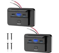 Thlevel Dual Presa USB per Caricabatteria da Auto PD 30W Tipo C e QC3.0 18W Caricatore di Ricarica Rapida Con Interruttore per 12V 24V Camper Barche e Moto Marine