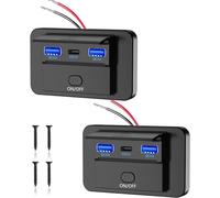 Thlevel Dual Presa USB per Caricabatteria da Auto QC3.0 18W e PD3.0 30W Tipo C Caricatore di Ricarica Rapida Con Interruttore per 12V 24V Camper Barche e Moto Marine