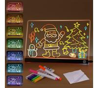 Thlevel Lavagnetta in Acrilico Luminoso con 7 Penne Colorate Bacheca Luminosa a LED Lavagna Luminosa LED per Bambini con Controllo Touch 30x20cm per Ufficio Scuola Casa Caffè