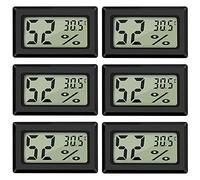 Thlevel Mini Digitale Termometro Igrometro Monitor Temperatura Umidità Casa per Interno Esterno Rettili Serra per Auto 6 Pezzi Nero