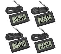 Thlevel Mini Termometro Digitale Termometri Ambienti con Sonda Esterna Impermeabile per Frigorifero Congelatore Acquario 4 Nero