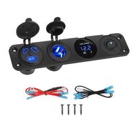 Thlevel Pannello Interruttore Caricabatteria per Auto 18W QC3.0 USB e 45W PD Tipo C Presa Accendisigari LED Voltmetro Digitale a Levetta per 12V 24V Camion Caravan Barca