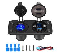 Thlevel Presa Accendisigari USB da Pannello per Auto Doppio QC3.0 Adattatore con Interruttore Touch LED 12V 24V Impermeabile per Veicoli Moto Camion Barca Marino