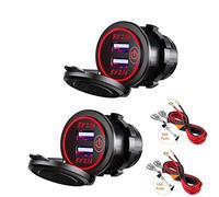 Thlevel Presa USB Auto Caricabatteria Doppio 4.2A QC3.0 Accendisigari Caricabatterie Impermeabile con Rosso LED Indicazione per 12V 24V Moto Camper Camion Barche 2PCS