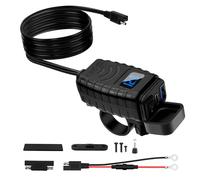 Thlevel Presa USB Caricabatteria Moto Impermeabile 18W QC3.0 30W PD Caricatore Adattatore a Ricarica Rapida con 10A Fusibile Interruttore e Voltmetro a LED per 12V 24V Camper Bicicletta da Montagna
