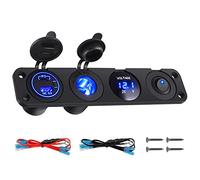 Thlevel Presa USB Pannello Caricabatteria da Auto PD e QC 3.0 Caricabatterie Adattatore Accendisigari con Voltmetro LED Blu e Interruttore Indipendente per 12V 24V Veicoli Barca Camion Caravan