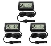 Thlevel Termometro per Casa Interno Mini Termometro Digitale Igrometro con Sonda Esterna Termoigrometro per Frigorifero Guardaroba Soggiorno Armadietto 3PCS