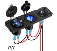Thlevel USB Caricabatteria Auto Dual QC3.0 Porte Presa Accendisigari con Voltmetro LED e Interruttore per 12V 24V Veicoli Barca Camion Caravan