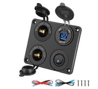 Thlevel USB Pannello Auto 12V Presa Accendisigari 45W PD Tipo C 18W QC3.0 Caricabatterie Adattatore con LED Voltmetro Digitale Interruttore a Levetta per Barca Camion Caravan