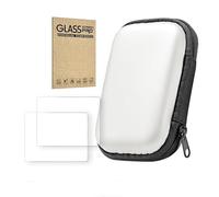 THLMT Protezione dello schermo della macchina portatile + borsa protettiva della custodia compatibile per R36S/R35S/RGB20S, console di gioco Pellicola di vetro temperato Custodia (2 pezzi+bianco)