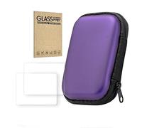 THLMT Protezione dello schermo della macchina portatile + borsa protettiva della custodia compatibile per R36S/R35S/RGB20S, console di gioco Pellicola di vetro temperato Custodia (2 pezzi+Viola)