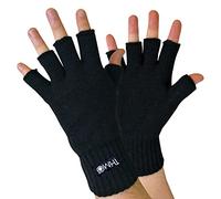 THMO - Uomo Termici Invernali Guanti Senza Dita con Thinsulate 3M 40 Gram Pile (M/L, Black)