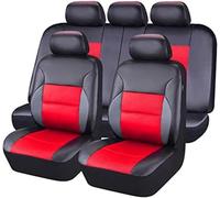 THNIKK Auto Pelle Coprisedili per Dacia Sandero Stepway 3.Gen 2012-2025, su Misura Impermeabile Antiscivolo Sedile Coprisedile Copri Tutte Le Stagioni Comodi Protezioni Sedile Accessori,Black Red