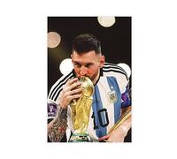 THNIKK Poster decorativo su tela, motivo: Lionel Messi Argentina vince la Coppa del Mondo, decorazione artistica da parete per camera da letto, ufficio, camera da letto, regalo, senza cornice, 30 x 45