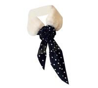 THOANBY Sciarpa da Donna,Sciarpa in Peluche e Pelliccia per Il Calore Invernale con Elegante Motivo Animalier,Patchwork di Nastri di Seta,Foulard Lungo da Donna