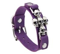 THOANBY Stile punk incrociato teschio per uomini e donne gioielli in pelle PU con design gotico fascino per gli amanti della moda Edgy impilabile teschio fascino braccialetto, Misura unica, come