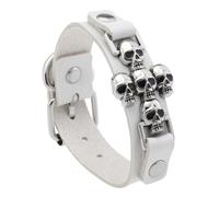 THOANBY Stile punk incrociato teschio per uomini e donne gioielli in pelle PU con design gotico fascino per gli amanti della moda Edgy impilabile teschio fascino braccialetto, Misura unica, come