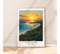 Thom Island Illustrazione Stampa Phu Quoc Poster di Viaggio Arte da Parete Décor