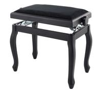 GEWA Pianobank Deluxe Classic (legno massiccio, carico di rottura di 2 tonnellate, seduta di 52x30 cm, meccanismo a forbice preciso, altezza da 45 a 57 cm), nero opaco
