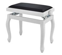 Gewa Pianobank Deluxe Classic (legno massiccio, carico di rottura di 2 tonnellate, seduta di 52x30 cm, meccanismo a forbice preciso, altezza da 45 a 57 cm), bianco opaco