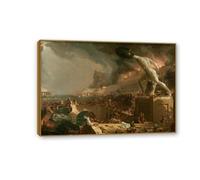 Thomas Cole Canvas Wall Art Il corso dell'Empire Destruction Poster Stampa su tela classica dipinto decorazione per la casa moderna per la camera da letto per ufficio 42x30cm(17x12in) Con cornice