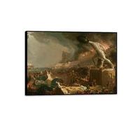 Thomas Cole Canvas Wall Art Il corso dell'Empire Destruction Poster Stampa su tela classica dipinto decorazione per la casa moderna per la camera da letto per ufficio 70x50cm(28x20in) Cornice nera