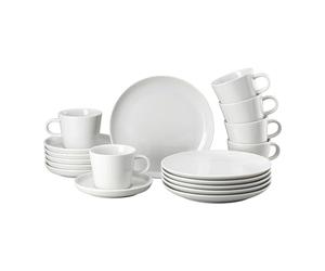 Thomas Cucina Bianca, set da 18 pezzi, piatti da colazione, tazze e piattini combinati, lavabili in lavastoviglie e microonde, design semplice, estetico e funzionale