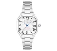 Thomas Earnshaw Coussin ES-8284 - Orologio automatico da uomo, 39 mm, con cinturino in vera pelle, Argento Bianco