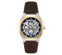 Thomas Earnshaw Discovery Drake ES-8308 - Orologio automatico da uomo con triplo calendario, con cinturino in pelle, 42 mm, Blu acciaio