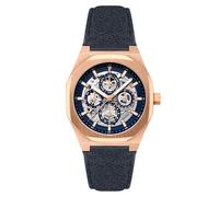 Thomas Earnshaw Discovery Drake ES-8308 - Orologio automatico da uomo con triplo calendario, con cinturino in pelle, 42 mm, Blue Mirage.