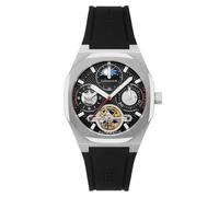 Thomas Earnshaw Discovery Drake ES-8315 - Orologio automatico da uomo, con doppia data, cuore aperto, cinturino in gomma, 42 mm, Carbon Luxe