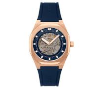 Thomas Earnshaw Discovery Drake Skeleton ES-8295 - Orologio automatico da uomo, 42 mm, con cinturino in silicone, Blu Romano, Drake Skeleton Automatico