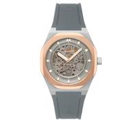 Thomas Earnshaw Discovery Drake Skeleton ES-8295 - Orologio automatico da uomo, 42 mm, con cinturino in silicone, Grigio Rame, Drake Skeleton Automatico