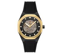 Thomas Earnshaw Discovery Drake Skeleton ES-8295 - Orologio automatico da uomo, 42 mm, con cinturino in silicone, Nero e oro., Drake Skeleton Automatico