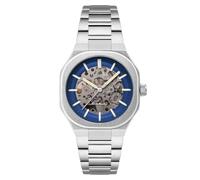 Thomas Earnshaw Discovery Exeter Skeleton ES-8300 - Orologio automatico da uomo, 42 mm, con cinturino in acciaio inox massiccio, Blu Prussia