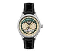 Thomas Earnshaw Orologio automatico da uomo Baron Grand Date Calendar Open Heart 43 mm con cinturino in acciaio inossidabile massiccio ES-8187, Verde, Baron Grand Date Calendar Cuore Aperto Automatico