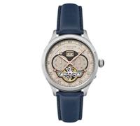 Thomas Earnshaw Orologio automatico da uomo Baron Grand Date Calendar Open Heart ES-8187 da 43 mm con cinturino in pelle, Blu Cammello