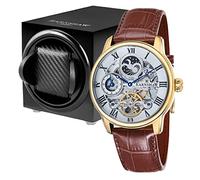 Thomas Earnshaw Orologio automatico scheletro da uomo lungo 44 mm con visualizzazione 12 ore, sole e luna e rotore decorato, Confezione regalo per orologi e caricatori