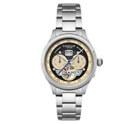 Thomas Earnshaw Orologio automatico da uomo Baron Grand Date Calendar Open Heart ES-8187 da 43 mm con cinturino in pelle, Nero , Bracciale