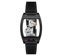 Thomas Earnshaw Orologio meccanico da uomo Discovery Wolver Bridge da 36 mm con cinturino in pelle ES-8299, Nero opaco.