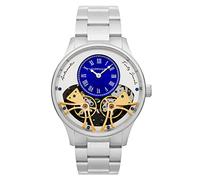 Thomas Earnshaw Scientists Faraday ES-8179-11 - Orologio automatico a doppio barile, da uomo, 44 mm, argento, con cinturino in acciaio inox, bracciale