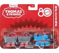 Thomas & Friends Fisher-Price Trenino giocattolo da collezione, piccolo motore Mattel 80° pressofuso con deco premium e 2 auto stock con carico in cristallo rosso