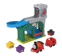 Thomas & Friends - Il Trenino Thomas - La mia Prima Stazione di Knapford, playset con trenini e 3 Pezzi di carico impilabile e oscillante, Stazione con Orologio e rampa, 1+ Anni, HXW24