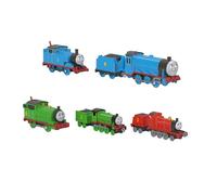 Thomas & Friends, Il Trenino Thomas - Set Trenini, con 2 locomotive a spinta e 3 treni motorizzati a pile, personaggi classici in metallo e tappetino incluso, giocattolo per bambini, 3+ anni, JHF10