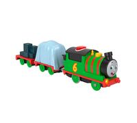Thomas & Friends Trenino giocattolo motorizzato parlante Percy motore a batteria con suoni e frasi per bambini in età prescolare 3+ anni, versione inglese inglese, HWY32