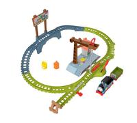 IL TRENINO THOMAS - PISTA CONSEGNA VERNICE, PLAYSET LUNGO 1,5 METRI CON 2 TANICHE VERNICE, LOCOMOTIVA THOMAS A PILE E VAGONE COMBINA GUAI