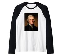 Thomas Jefferson USA Presidente Ritratto Padre Fondatore Maglia con Maniche Raglan
